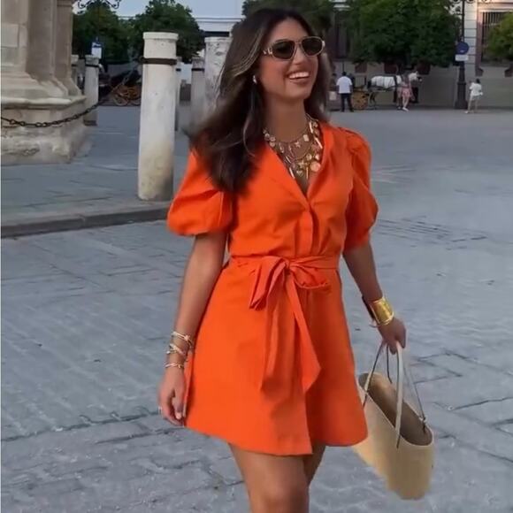 ZARA BLOGGER FAVORITE POPLIN DRESS ZW COLLECTION - Picture 6 of 11